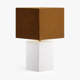 Wyld Haus Long Island Small Rectangular White Bamboo Table Lamp With Ochre Shade - thumbnail 5