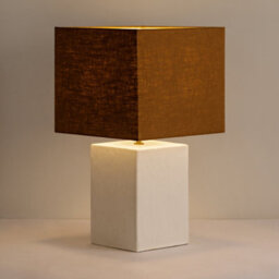 Wyld Haus Long Island Small Rectangular White Bamboo Table Lamp With Ochre Shade - thumbnail 6