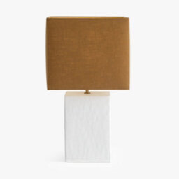 Wyld Haus Long Island Small Rectangular White Bamboo Table Lamp With Ochre Shade - thumbnail 3
