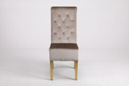 Modernique A Pair Of Velvet Dining Chairs With Golden Legs In Brown - thumbnail 2