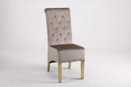Modernique A Pair Of Velvet Dining Chairs With Golden Legs In Brown - thumbnail 1