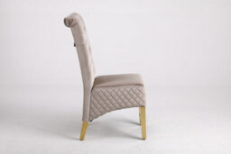 Modernique A Pair Of Velvet Dining Chairs With Golden Legs In Brown - thumbnail 3
