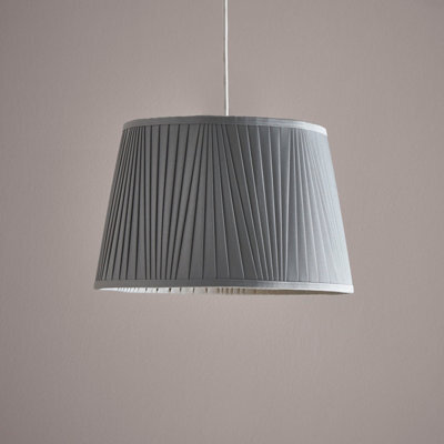 "K Living 14"" Shantung Pleat Light Shade Ceiling Table Lampshade Grey" - image 1