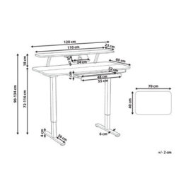 Beliani Electric Adjustable Standing Desk Wilbanks 120 Cm 60 Cm With Usb Port Brown/ Black - thumbnail 3