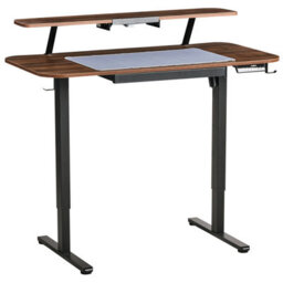 Beliani Electric Adjustable Standing Desk Wilbanks 120 Cm 60 Cm With Usb Port Brown/ Black - thumbnail 1