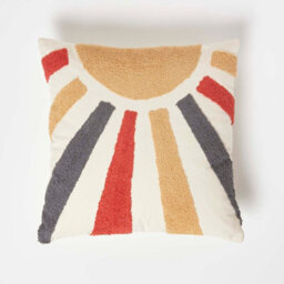 Homescapes Orange & Yellow Sunshine Tufted Cotton Cushion 45 X 45 Cm - thumbnail 1