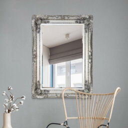 Mirroroutlet Carved Louis Silver Antique Style Wall Mirror 120 X 90 - thumbnail 1