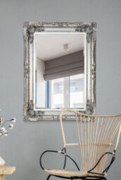 Mirroroutlet Carved Louis Silver Antique Style Wall Mirror 120 X 90 - thumbnail 2