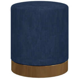 Wyld Haus Tamo Bala Dark Blue Corduroy Footstool With Gold Accent, L40 X D40 X H45Cm - thumbnail 2