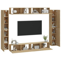 Berkfield Classic 8 Piece Tv Cabinet Set Sonoma Oak Engineered Wood - thumbnail 3