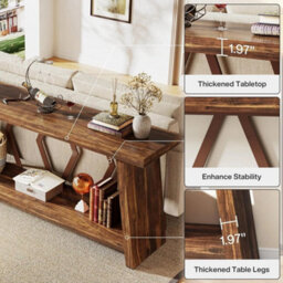 180Cm Farmhouse Console Table 2-Tier Narrow Wooden Entryway Table For Hallway - thumbnail 4