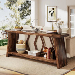 180Cm Farmhouse Console Table 2-Tier Narrow Wooden Entryway Table For Hallway - thumbnail 3