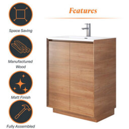 Plum&clay Matterhorn Oak Floor Standing Bathroom Vanity Unit With White Basin (W)600mm (H)850mm - thumbnail 5