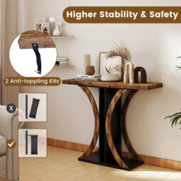 Console Table 100Cm Rectangular Geometric Frame Industrial Sofa Accent Brown - thumbnail 5