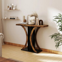 Console Table 100Cm Rectangular Geometric Frame Industrial Sofa Accent Brown - thumbnail 6