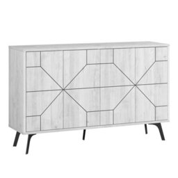 Decortie Dune Modern Sideboard Cabinet - Geometric 4 Door Console Sideboard With Metal Legs Ancient White - thumbnail 2