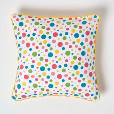 Homescapes Cotton Multi Colour Polka Dots Cushion Cover, 45 X 45 Cm - image 1