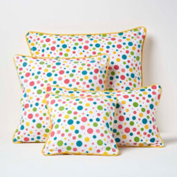 Homescapes Cotton Multi Colour Polka Dots Cushion Cover, 45 X 45 Cm - thumbnail 5