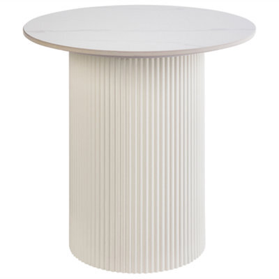 Beliani Side Table Leona Ceramic Light Beige - image 1