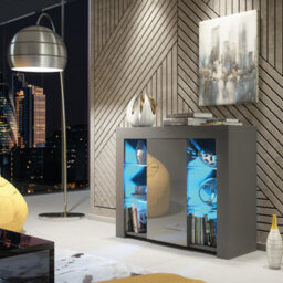 Modern Sideboard Display Cabinet Cupboard Tv Stand Living Room High Gloss Doors -  Dark Grey - thumbnail 2