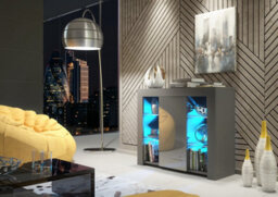 Modern Sideboard Display Cabinet Cupboard Tv Stand Living Room High Gloss Doors -  Dark Grey - thumbnail 7