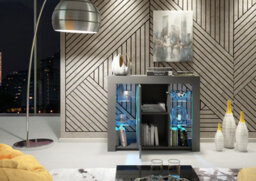 Modern Sideboard Display Cabinet Cupboard Tv Stand Living Room High Gloss Doors -  Dark Grey - thumbnail 6