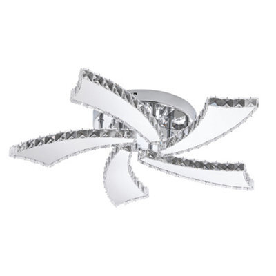Living And Home 40W Petal-Inspired Led Crystal Ceiling Light With Remote Control, Adjustable Brightness And Colour Temperature - image 1