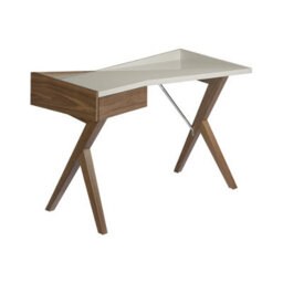 Angel Cerda Stylish Walnut Desk With Grey Mdf Top For Modern Offices