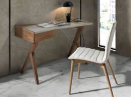Angel Cerda Stylish Walnut Desk With Grey Mdf Top For Modern Offices - thumbnail 2