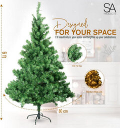 Sa Products 6Ft 300 Led Per Lit Christmas Tree - Christmas Trees Alaskan Pine Tips - Christmas Tree With Lights 8 Lighting Modes - thumbnail 5