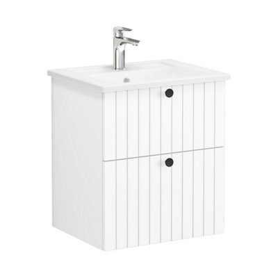 Vitra Harlow Ridge Matt White Wall-Mounted Vanity Unit & Basin Set (W)605mm (H)670mm - image 1