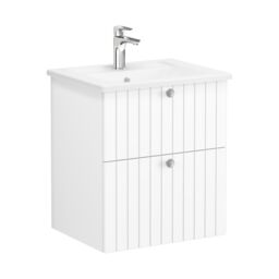Vitra Harlow Ridge Matt White Wall-Mounted Vanity Unit & Basin Set (W)605mm (H)670mm - thumbnail 3