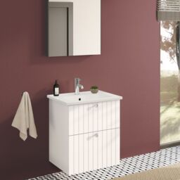 Vitra Harlow Ridge Matt White Wall-Mounted Vanity Unit & Basin Set (W)605mm (H)670mm - thumbnail 4