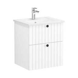 Vitra Harlow Ridge Matt White Wall-Mounted Vanity Unit & Basin Set (W)605mm (H)670mm - thumbnail 1