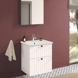 Vitra Harlow Ridge Matt White Wall-Mounted Vanity Unit & Basin Set (W)605mm (H)670mm - thumbnail 2