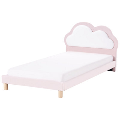 Beliani Kids Bed Cloud Velvet Mazou 90 X 200 Cm (Eu Single) Pink - image 1