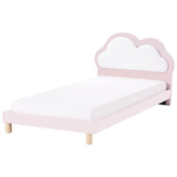Beliani Kids Bed Cloud Velvet Mazou 90 X 200 Cm (Eu Single) Pink - thumbnail 1