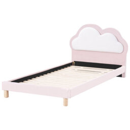 Beliani Kids Bed Cloud Velvet Mazou 90 X 200 Cm (Eu Single) Pink - thumbnail 4
