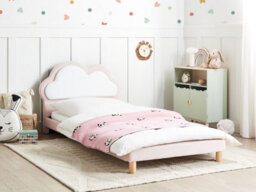Beliani Kids Bed Cloud Velvet Mazou 90 X 200 Cm (Eu Single) Pink - thumbnail 2