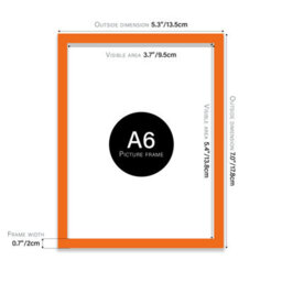 A6 Orange Picture Frame Fits A6 (10.5 X 14.8Cm - 4.1 X 5.8In) Poster, Photo, Artwork, Or Print. - thumbnail 2
