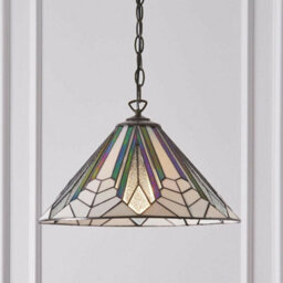 Tiffany Glass Hanging Ceiling Pendant Light Bronze Chain Deco Lamp Shade I00076 - thumbnail 3