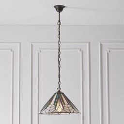 Tiffany Glass Hanging Ceiling Pendant Light Bronze Chain Deco Lamp Shade I00076 - thumbnail 4