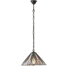 Tiffany Glass Hanging Ceiling Pendant Light Bronze Chain Deco Lamp Shade I00076