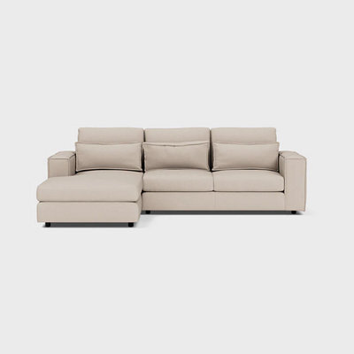 Furnishings For Less UK Sorino Chenille Luxe Beige Fabric L Shaped 3 Seater Corner Sofa With Chaise