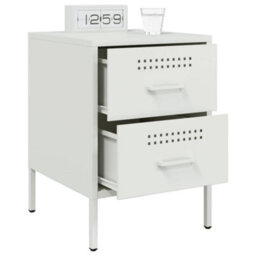 Berkfield Bedside Cabinets 2 Pcs White 36X39X50.5 Cm Steel - thumbnail 4