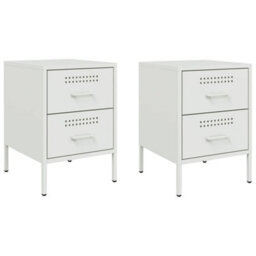 Berkfield Bedside Cabinets 2 Pcs White 36X39X50.5 Cm Steel - thumbnail 2