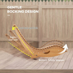 Outsunny Outdoor Rocking Chair W/ Slatted Wooden Rocking Chair, Light Brown - thumbnail 4