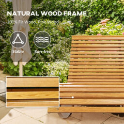 Outsunny Outdoor Rocking Chair W/ Slatted Wooden Rocking Chair, Light Brown - thumbnail 6