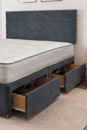 Knight Sleep York Charcoal Plush 4Ft Hybrid Sprung Orthopaedic Divan Bed Set 2 Drawers With Upholstered Headboard - Small Double - thumbnail 2