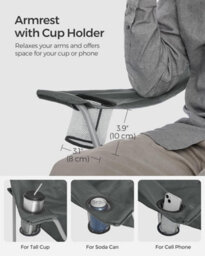 Songmics Set Of 2 Camping Folding Chairs, Heavy Duty, Comfortable With Drink Holders, Grey - thumbnail 6